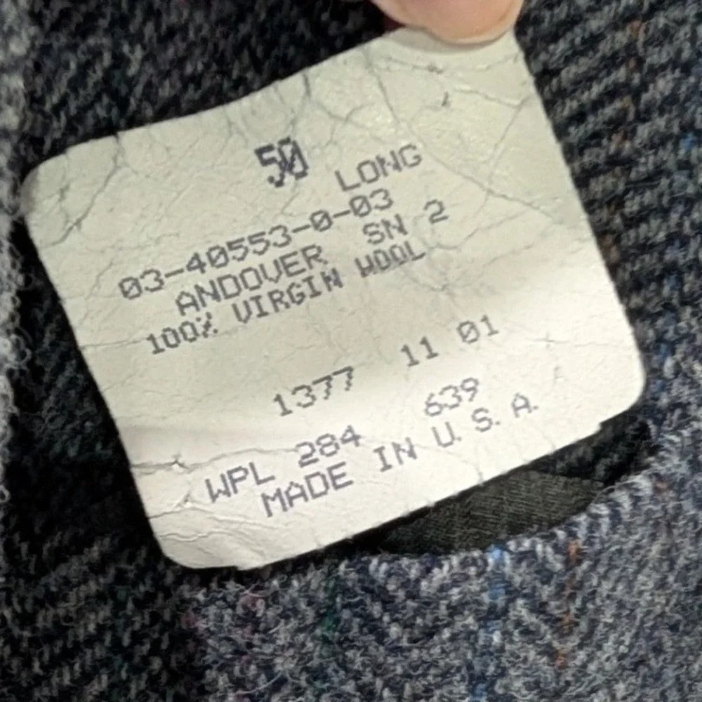 Vintage‎ Andover 100% Virgin Wool Mens Dark Grey Herringbone Blazer Size 50